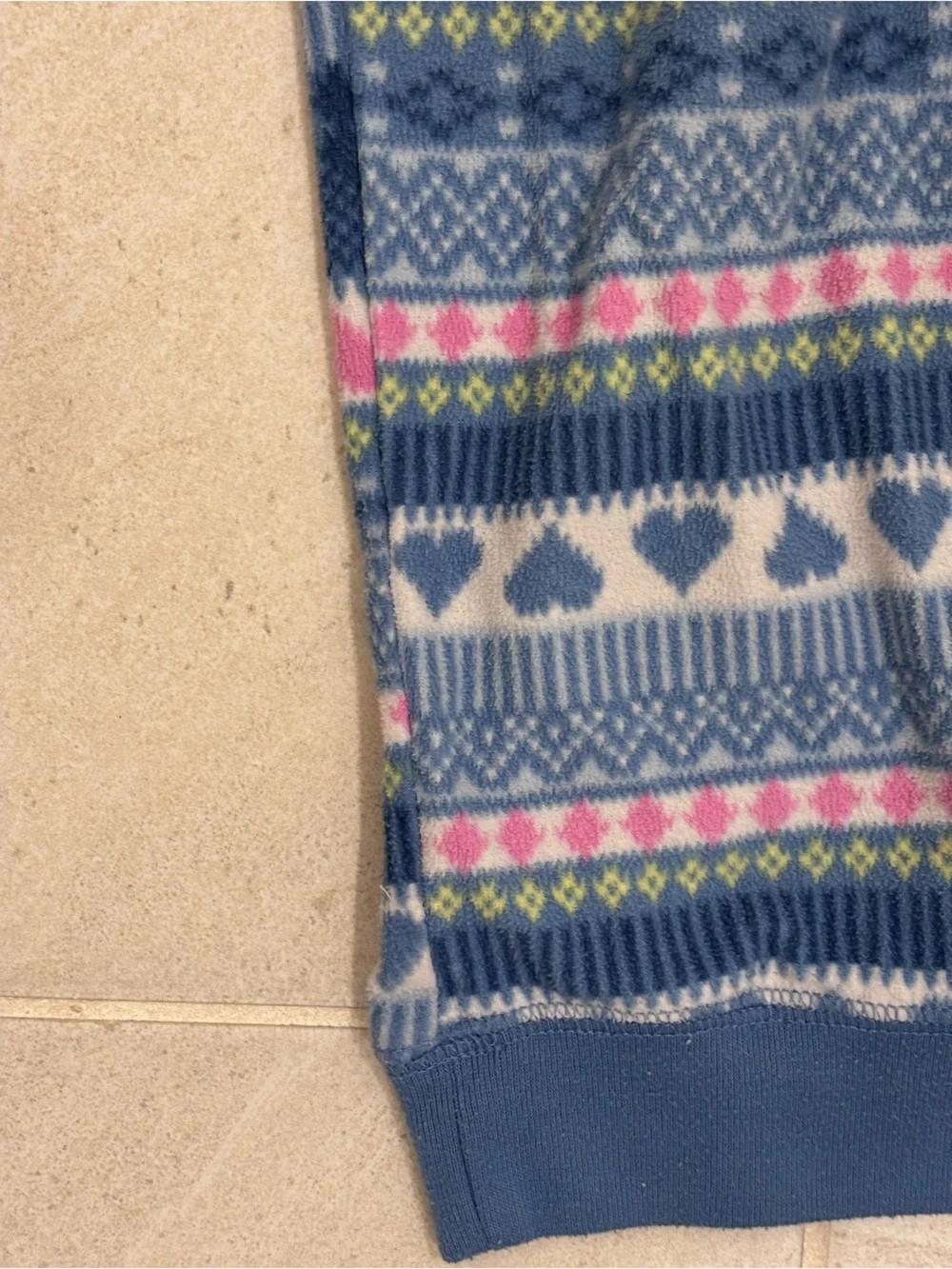 Old Navy Girls Blue, Pink & White Patterned Fleece PJ Bottoms